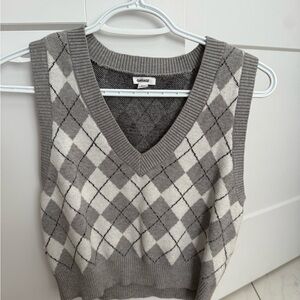 Garage Grey Checkered Sweater Vest